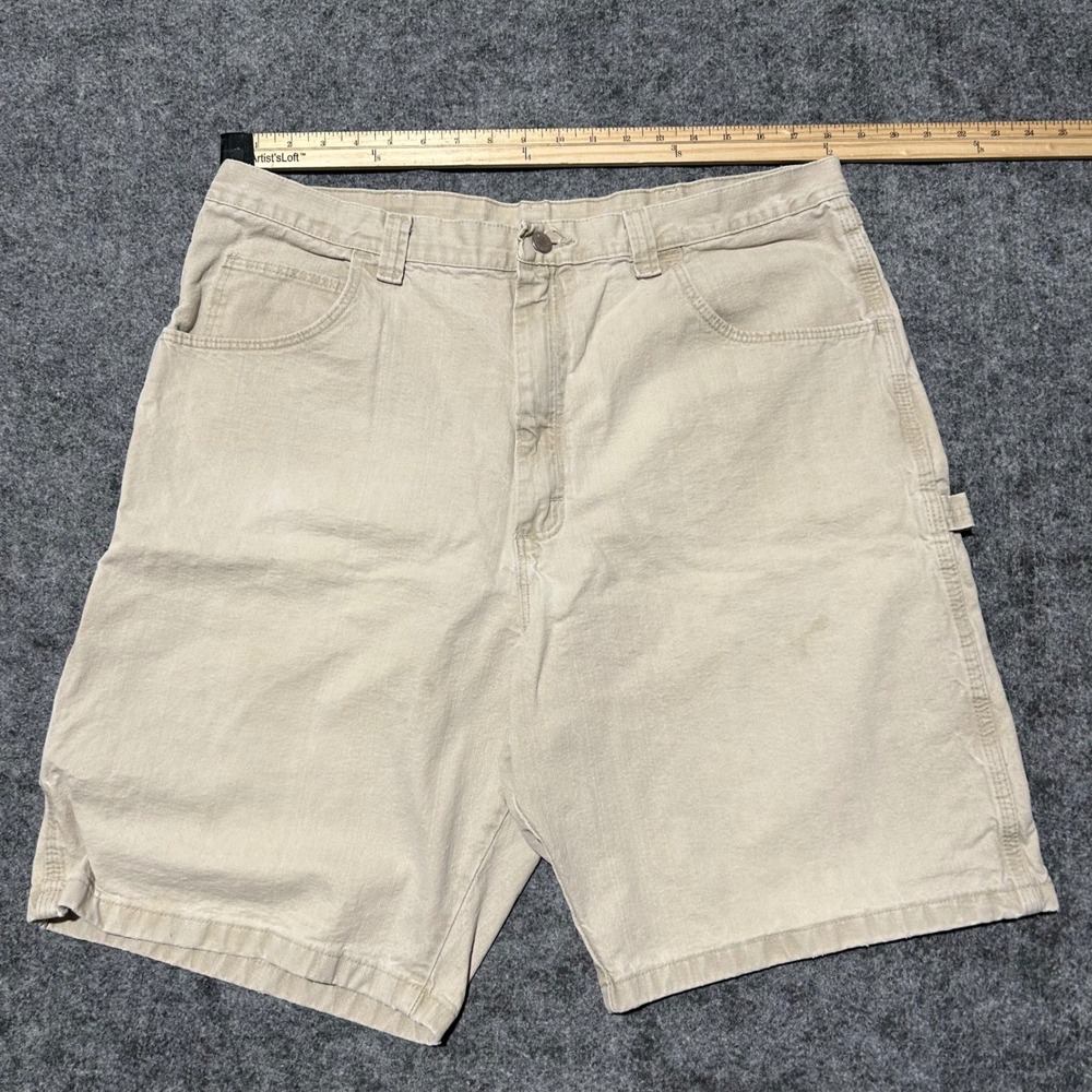 Wrangler Hero Tan Carpenter Shorts Baggy Skater Y2K Retro Size 38 - Picture 5 of 6